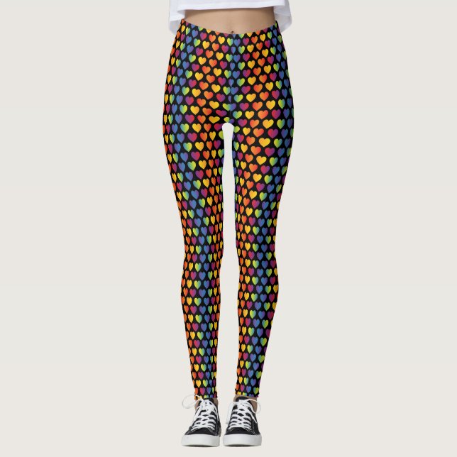 Minimalistisk Elegant Regnbåge hjärta Design Leggings (Framsida)