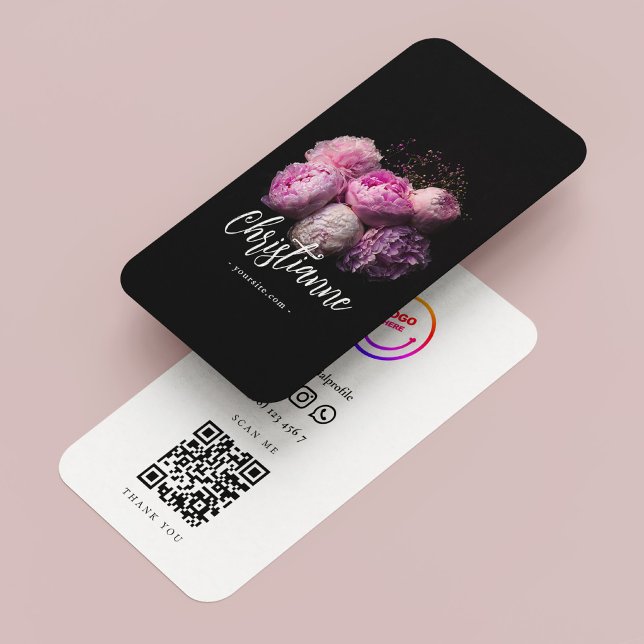 Minimalistisk Elegant Ro Florist Qr-kod Visitkort (Minimalist Elegant Roses Florist Qr Code Business Card
)