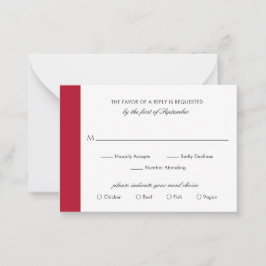 Minimalistisk Elegant Röd Bröllopsmini RSVP-kort Anteckningskort