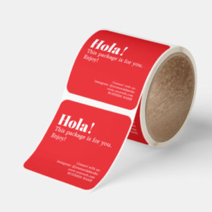 Minimalistisk Elegant Röd Vit Djärv Förpackning Fyrkantigt Klistermärke