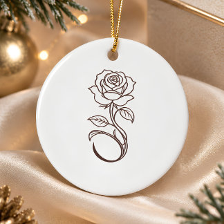 Minimalistisk Elegant Ros Anpassat Familjenamn Min Julgransprydnad Keramik