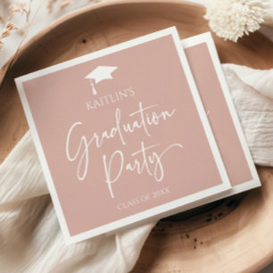 Minimalistisk Elegant Rosa Examenstårtor Pappersservett