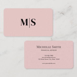 Minimalistisk Elegant Rosa Monogram Initial Execut Visitkort