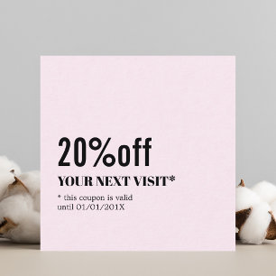 Minimalistisk Elegant Rosa Vit Skönhetskupong Rabattkort