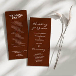 Minimalistisk Elegant Rost Terrakotta Bröllopsslät Program