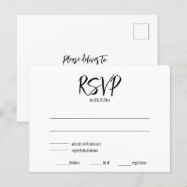 💍 Minimalistisk Elegant RSVP & matpreferenser Vykort