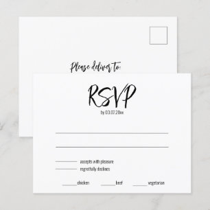 💍 Minimalistisk Elegant RSVP & matpreferenser Vykort
