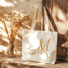 Minimalistisk Elegant Sand Monogram Brudtärna Tygkasse