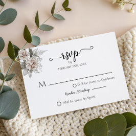 Minimalistisk Elegant silver Blommig Bröllop OSA Kort
