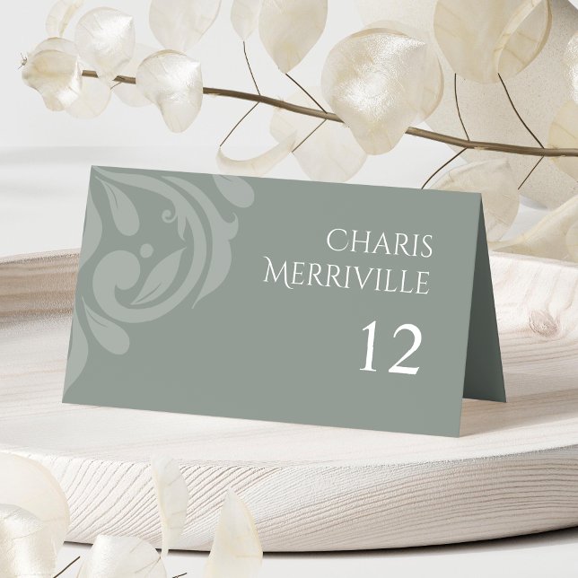 Minimalistisk Elegant-skadefoto-Bleken Olive Bröll Placeringskort (Skapare uppladdad)