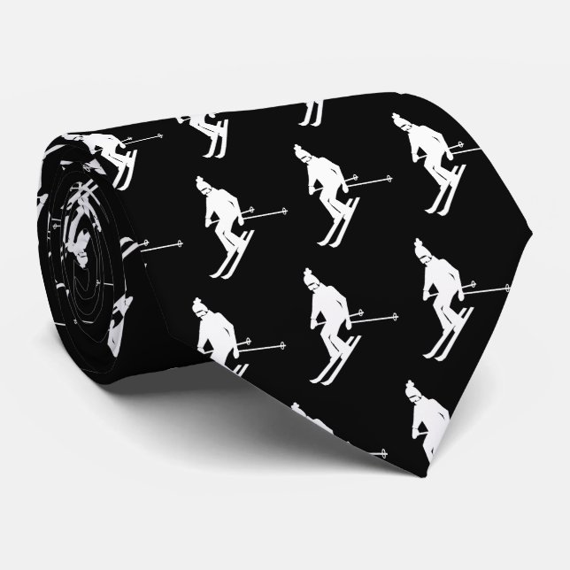Minimalistisk Elegant Skiers Winter Black White Slips (Rullad)