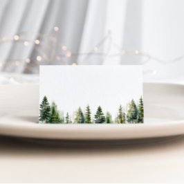 Minimalistisk elegant, skogsmark gräs träd bröllop placeringskort