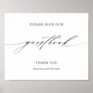 Minimalistisk Elegant Skrift Bröllop Gästbokskylt Poster