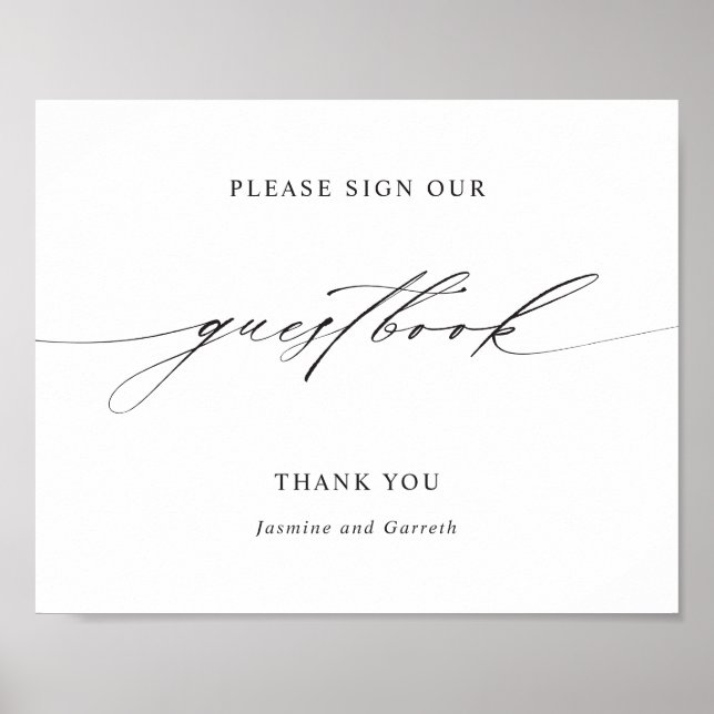 Minimalistisk Elegant Skrift Bröllop Gästbokskylt Poster (Framsidan)