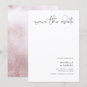 Minimalistisk Elegant Skrift Rosa Guld Spara Datum Inbjudningar