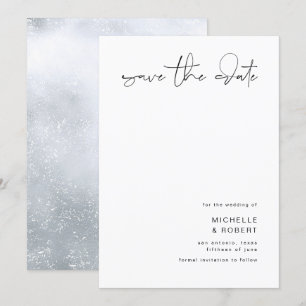 Minimalistisk Elegant Skrift Silver Spara Datum Inbjudningar