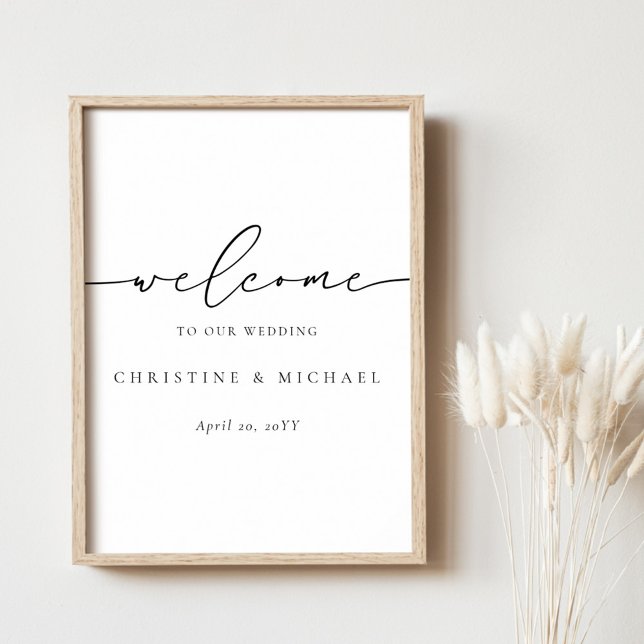 Minimalistisk Elegant Skrift Välkomstskylt Bröllop Poster (Skapare uppladdad)