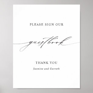 Minimalistisk Elegant Skriftlig Bröllopsgästbokssk Poster