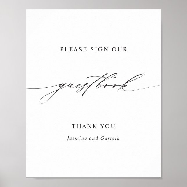 Minimalistisk Elegant Skriftlig Bröllopsgästbokssk Poster (Framsidan)