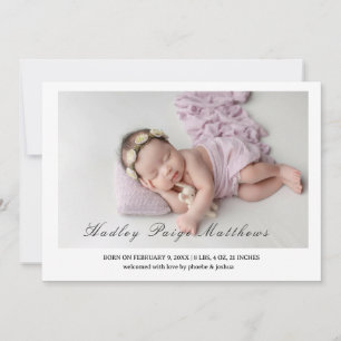 Minimalistisk Elegant Skript Bebis Flickas Födelse Meddelande