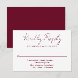 Minimalistisk Elegant-skript Burgundy Red Bröllop OSA Kort
