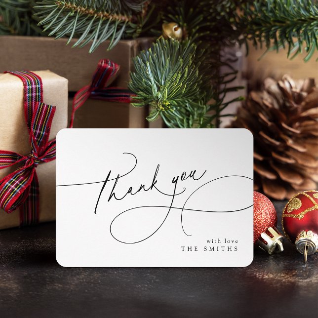 Minimalistisk Elegant Skript Jul Tack Kort (Minimalist Elegant Script Christmas Thank You)
