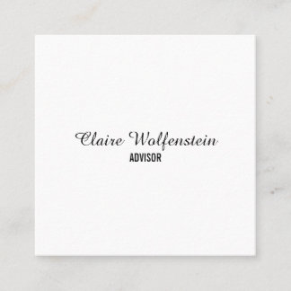 Minimalistisk Elegant Skript Svart och Vitt Fyrkantigt Visitkort