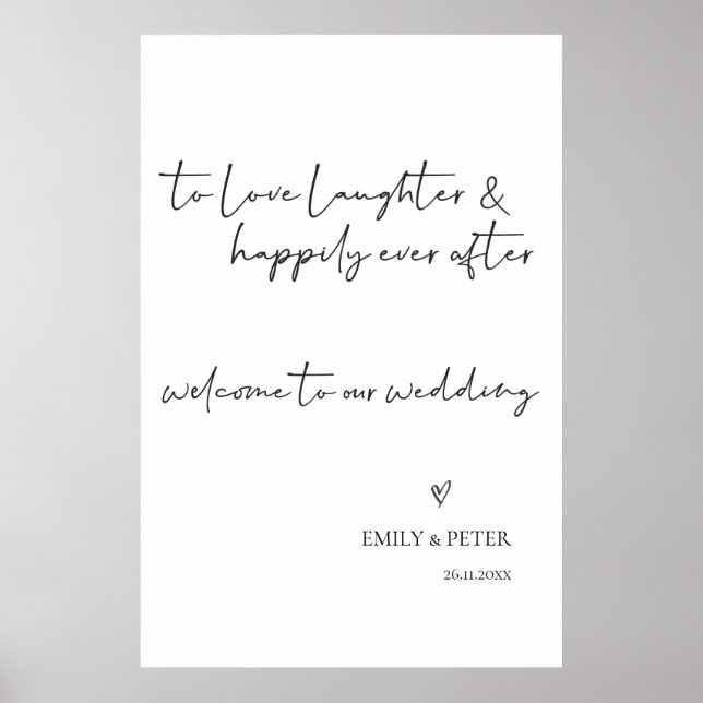 Minimalistisk Elegant-skript välkomna till Bröllop Poster (Framsidan)