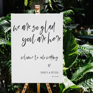 Minimalistisk Elegant-skript välkomna till Bröllop Poster