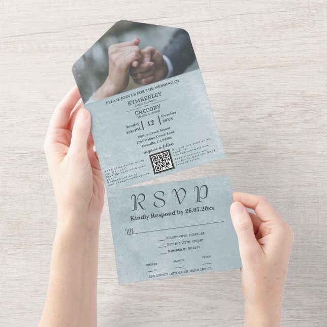 Minimalistisk Elegant Slate Blue Steel Grått QR-ko (Tearaway)
