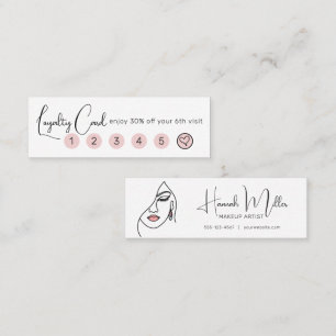 Minimalistisk Elegant Sminkartist Ansikte Logotyp Mini Visitkort