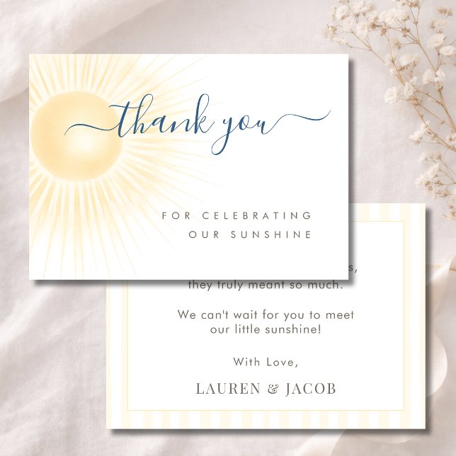 Minimalistisk Elegant Solig Neutral Bebis-fest Tack Kort (Skapare uppladdad)