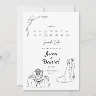 Minimalistisk Elegant Spara Datum Bröllopsinbjudan Inbjudningar