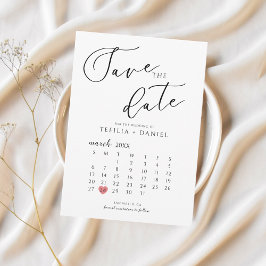 Minimalistisk Elegant Spara Datum Kalender  Inbjudningar