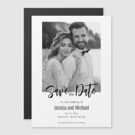 💍 Minimalistisk Elegant Spara datum med foto Magnetisk Inbjudningskort