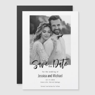 💍 Minimalistisk Elegant Spara datum med foto Magnetisk Inbjudningskort
