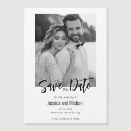 💍 Minimalistisk Elegant Spara datum med foto Magnetisk Inbjudningskort