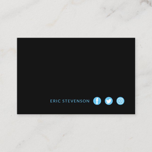 Minimalistisk elegant stil med social-mediemsymbol visitkort (Framsida)