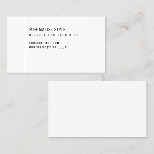 minimalistisk elegant stil vit visitkort (Fram/baksida)