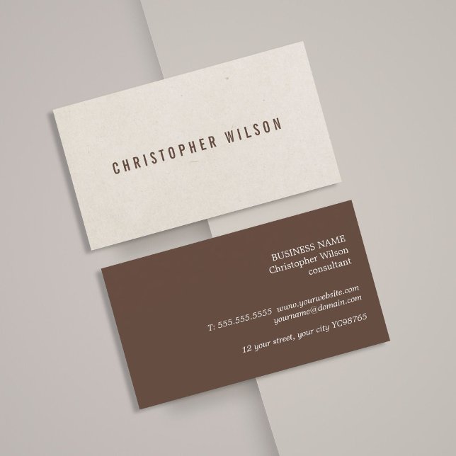 Minimalistisk Elegant Struktur Beige Brown Consult Visitkort (Skapare uppladdad)