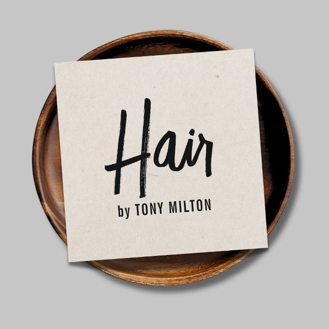 Minimalistisk Elegant Struktur Beige fold Hair Sty Fyrkantigt Visitkort (Skapare uppladdad)