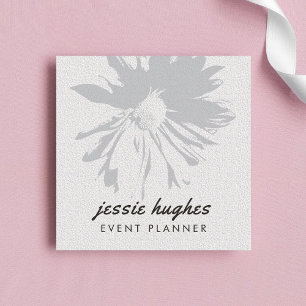 Minimalistisk Elegant Struktur White-Blommigt Fyrkantigt Visitkort