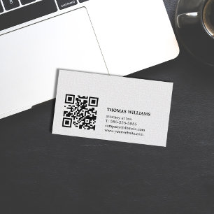 Minimalistisk Elegant Struktur White QR-advokat Visitkort