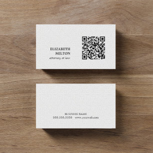 Minimalistisk Elegant Struktur White QR-kodsadvoka Visitkort