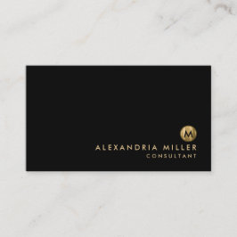 Minimalistisk Elegant Svart Guld Monogram Visitkort