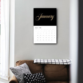 Minimalistisk elegant - svart| Guld Script Brev Kalender