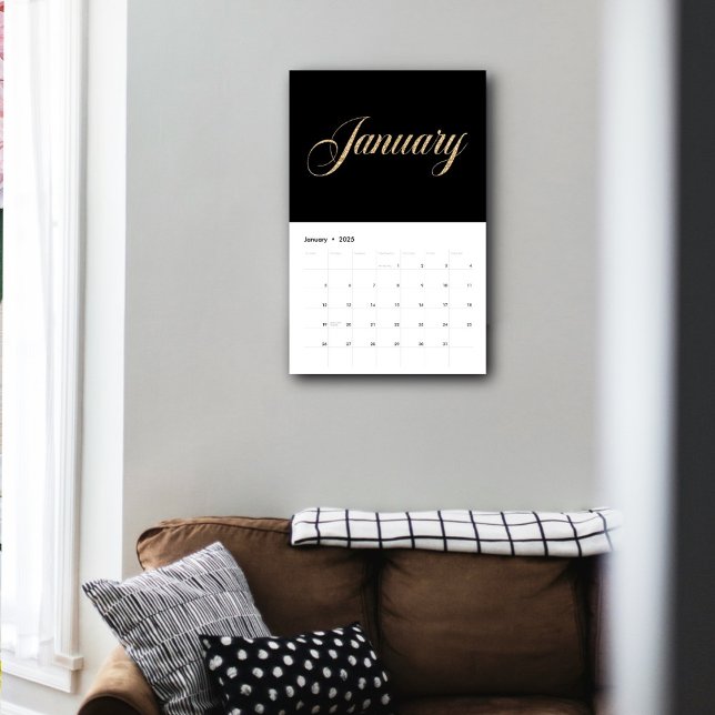 Minimalistisk elegant - svart| Guld Script Brev Kalender (Skapare uppladdad)