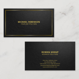 Minimalistisk Elegant Svart Läder Guld Ram Visitkort