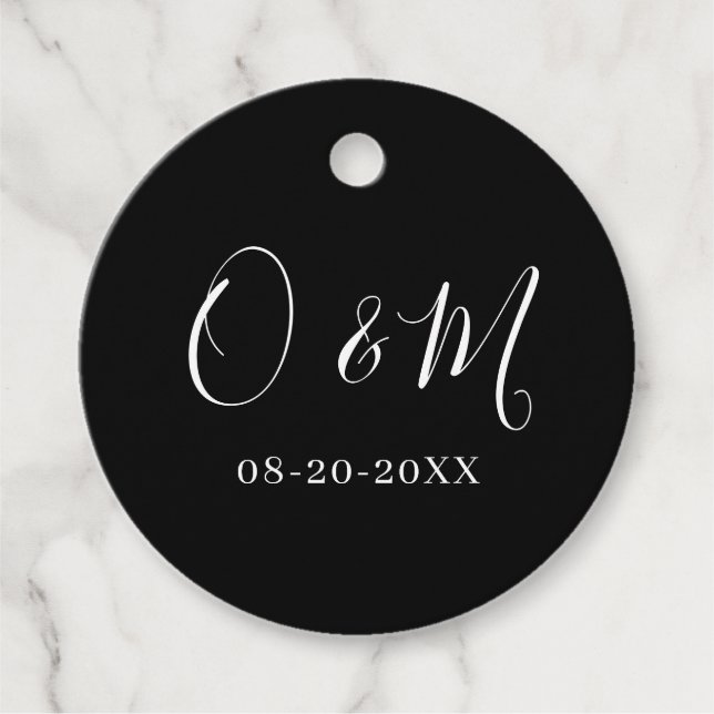 Minimalistisk Elegant svart monogram Classic Bröll Gåvor Etiketter (Framsida)