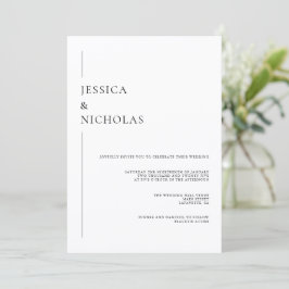 Minimalistisk Elegant, svart och vit Bröllop Inbjudningar